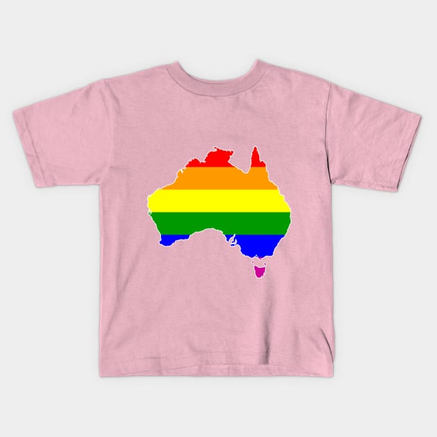 Australia Rainbow Map Kids T-Shirt by caknuck